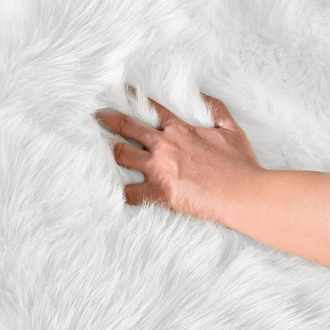 Latepis White Runner 2x6 Faux Sheepskin Fluffy Rug Furry Plush Rugs Faux Fur - Image 5