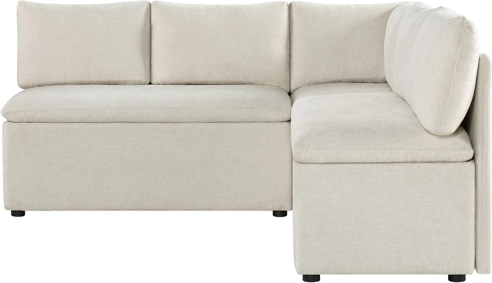 CHITA Breakfast Nook Bench with Storage, Banquette Seating, 5 Seats, Linen