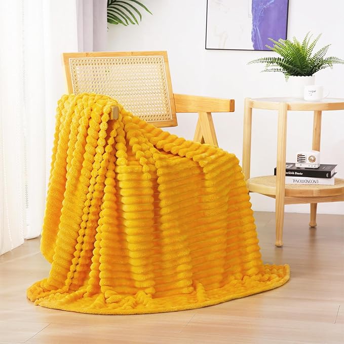 Yellow Fleece Throw Blanket 50”×60” by linecooo
