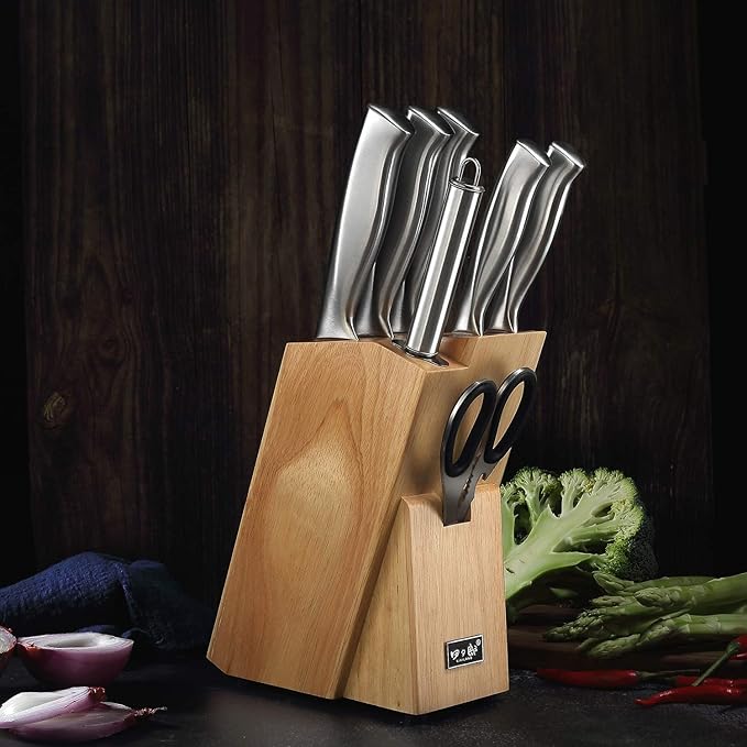 Knife Set, 8 Piece German Stainless Steel Hollow Handle Manual Knife Sharpener - Image 5