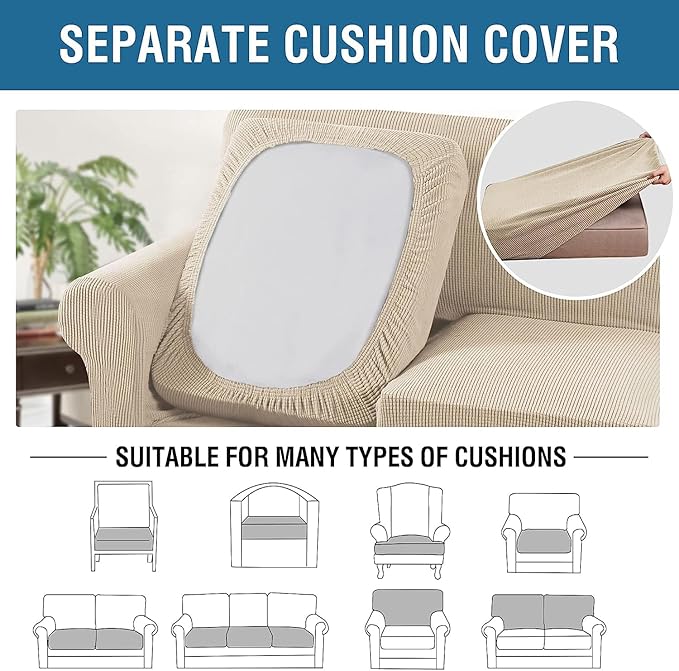 4 Piece Stretch Sofa Covers for 3 Cushion Couch Covers Furniture Slipcovers for - Image 7