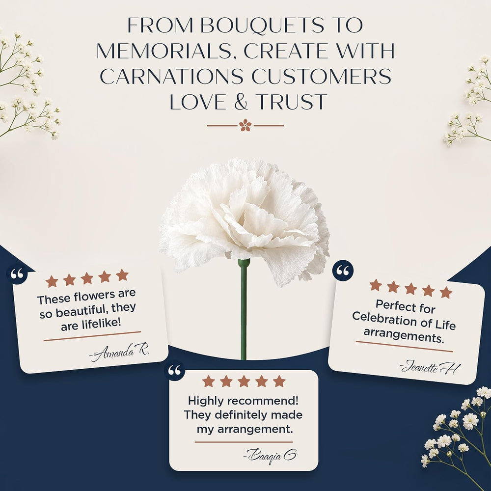Royal Imports Carnation Artificial Flowers for Weddings – White 100pk