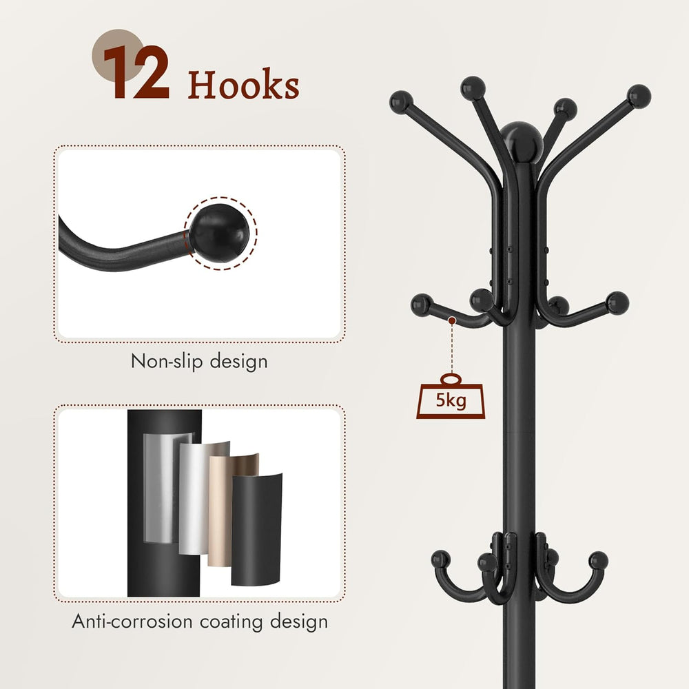 FAVOOSTY Coat Rack Freestanding,Coat Rack Stand with Umbrella Holder,Metal Co...