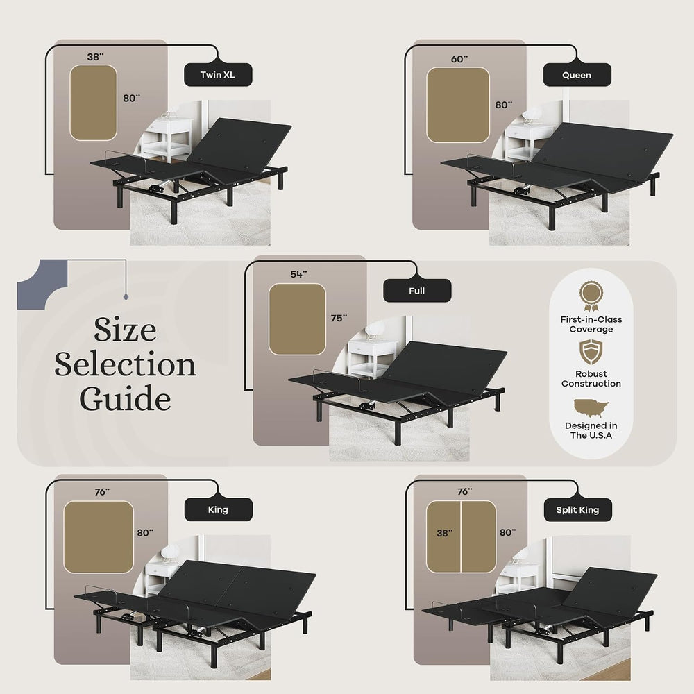 Sven and Son Essential Adjustable Bed Base (Frame Only), Easy Assembly, Head ...