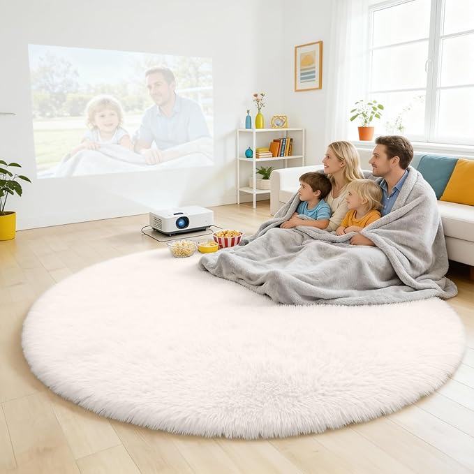 OLANLY Ivory Round Rugs for Bedroom - Image 8