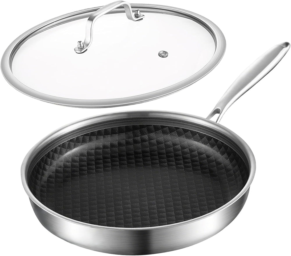 DELARLO 10 inch Tri-Ply Stainless Steel Frying Pan