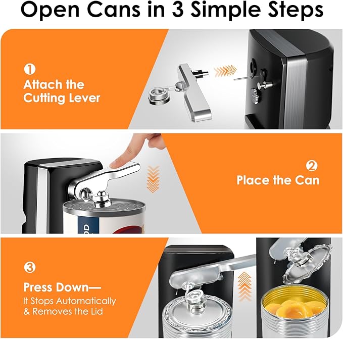 Davivy Electric Can Opener, One Touch Lid Opener, Removable Stainless Steel - Image 5