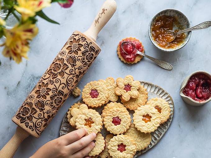 LOVE BIRDS Embossing Rolling Pin – Laser Engraved Dough Roller - Image 8
