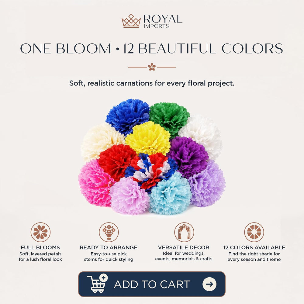 Royal Imports Carnation Artificial Flowers for Weddings – White 100pk