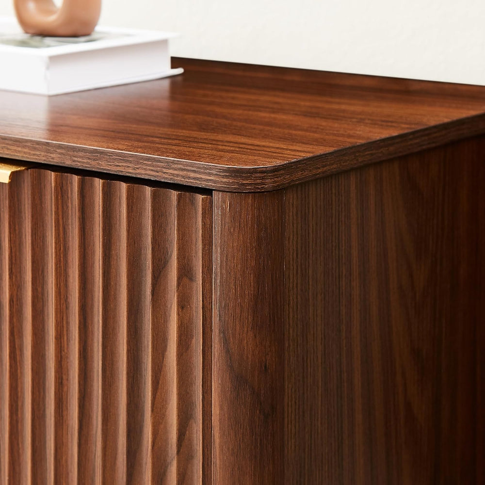 59" Walnut Fluted Sideboard Buffet Cabinet with Storage, Large Buffet Ca...