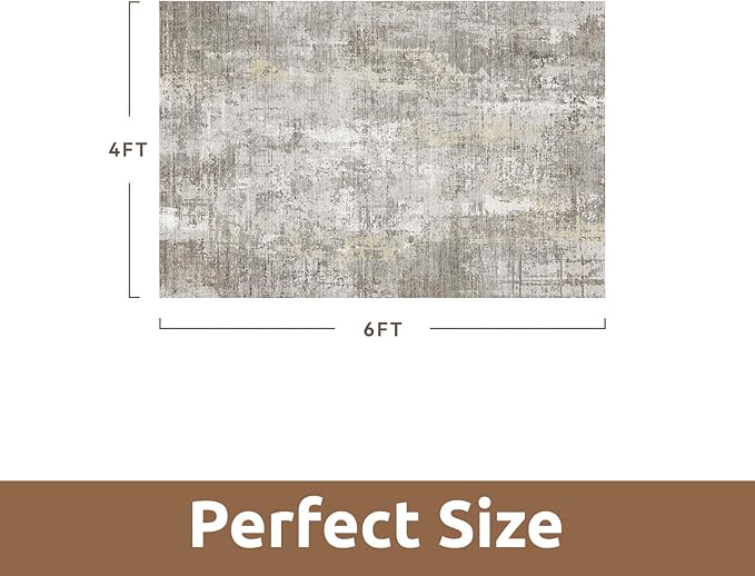 4 x 6 Area Rugs for Living Room, Machine Washable Non Slip Rug Ultra Soft Low - Image 2