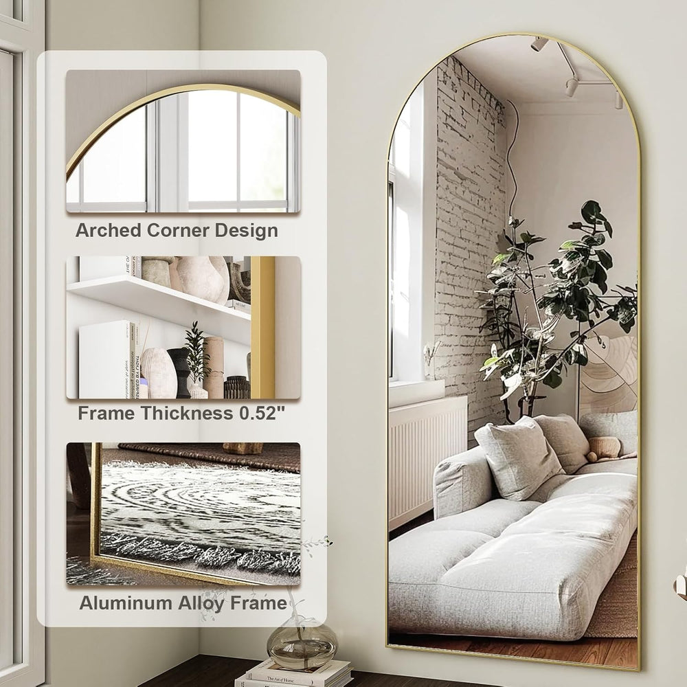 HARRITPURE 64"x21" Arched Full Length Mirror Free Standing Leaning ...