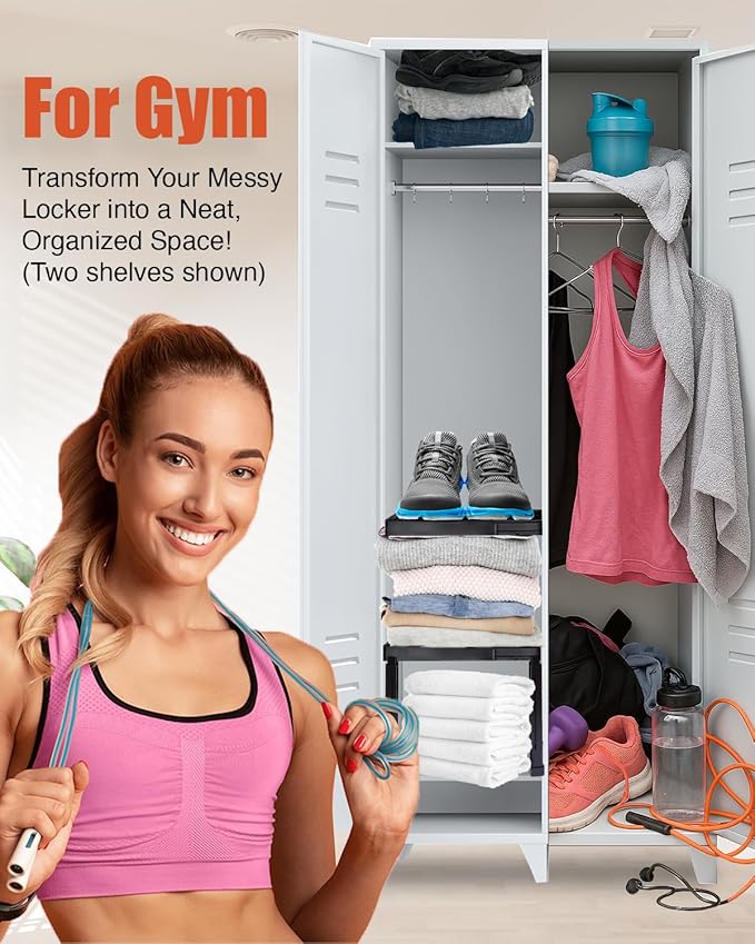 Piffny Locker Organizer Shelf, Adjustable Width and Height, and Gym Lockers - Image 4