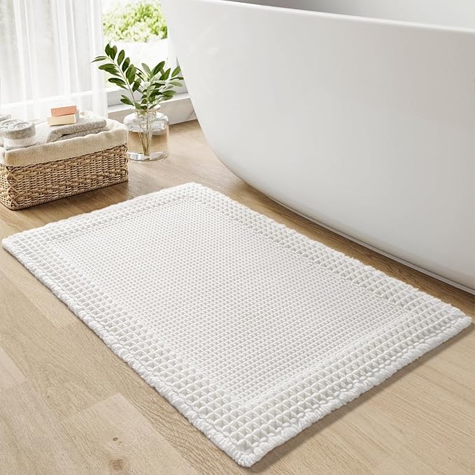RESARE Waffle Bath Mat for Bathroom, Super Absorbent Bathroom Rugs Non Slip by Resare