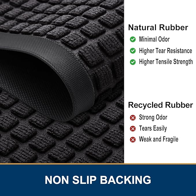 Smiry Front Door Mat Outside Entrance, Heavy Duty Natural Rubber Doormat - Image 4