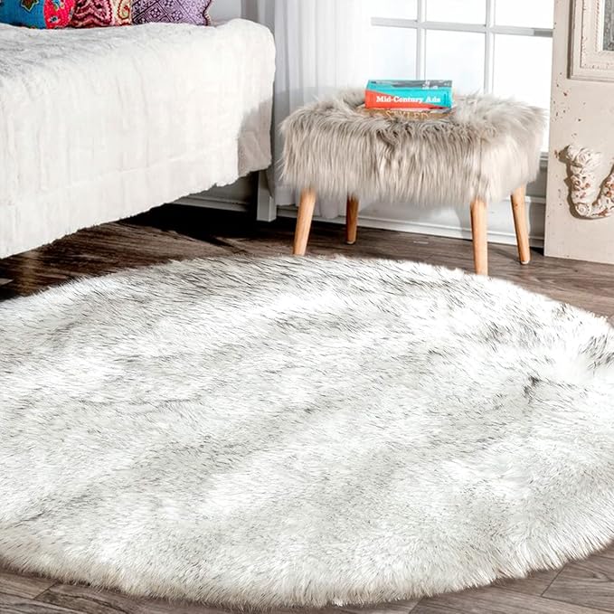 Latepis Large Circle Area Rugs for Living Room Round Rug 8ft Fluffy Bedroom by Latepis