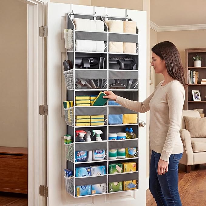 Over the Door Organizer 5 Tiers, Extra Large Behind Door Storage of 10 - Image 6
