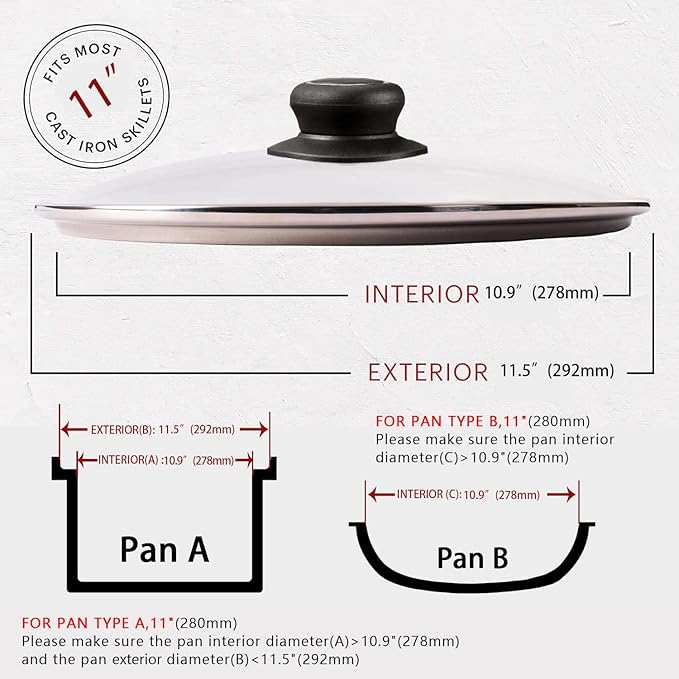 11 Inch Pan Lid, Frying Pan Lid, Fry Pan, Skillet Lid, Pot Cover - Image 2