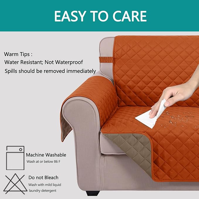 U-NICE HOME Reversible Oversized Chair Covers Quilted Water Repellent Pet - Image 3