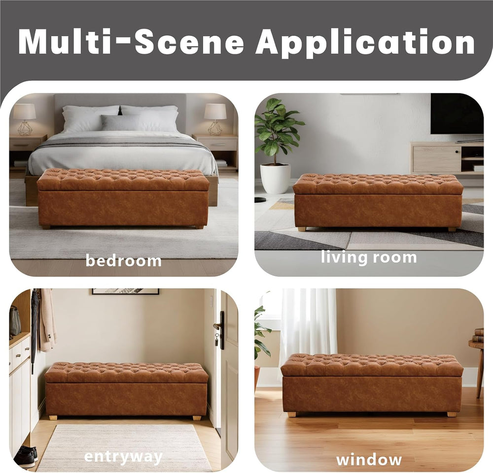 Chifee & Vingol 60" PU Ottoman with Storage Oversized End of Bed Sto...