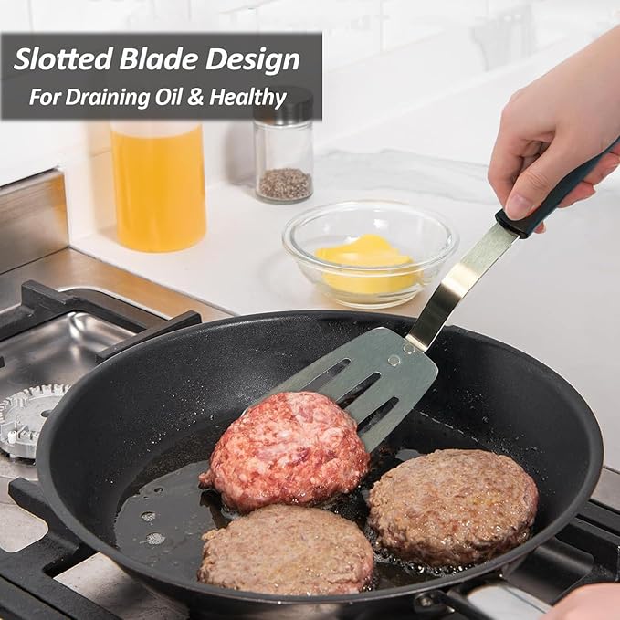 Stainless Steel Spatula, Flexible Metal Slotted Turner - Image 9