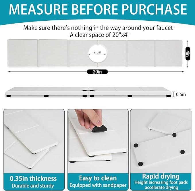 Fast Drying Faucet Mat for Kitchen Sink, Water Absorbent Diatomite Stone Sink - Image 6