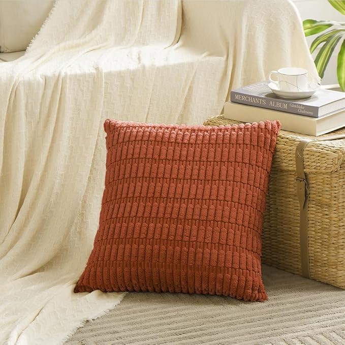 Fancy Homi 4 Packs Boho Burnt Orange Fall Decorative Throw Pillow Covers 16x16 - Image 2