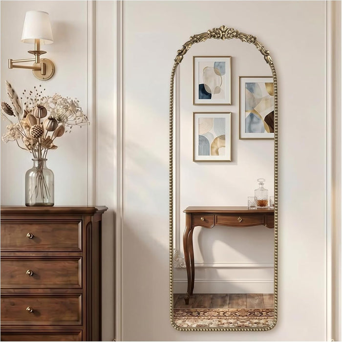 Vintage Mirror Full Length 19"x53" Antique Gold Full Body Mirror