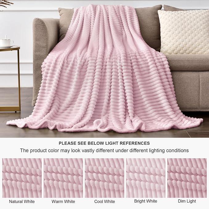 BEDELITE Fleece Blanket Twin Size – 3D Ribbed Jacquard Soft and Warm Decorative - Image 6