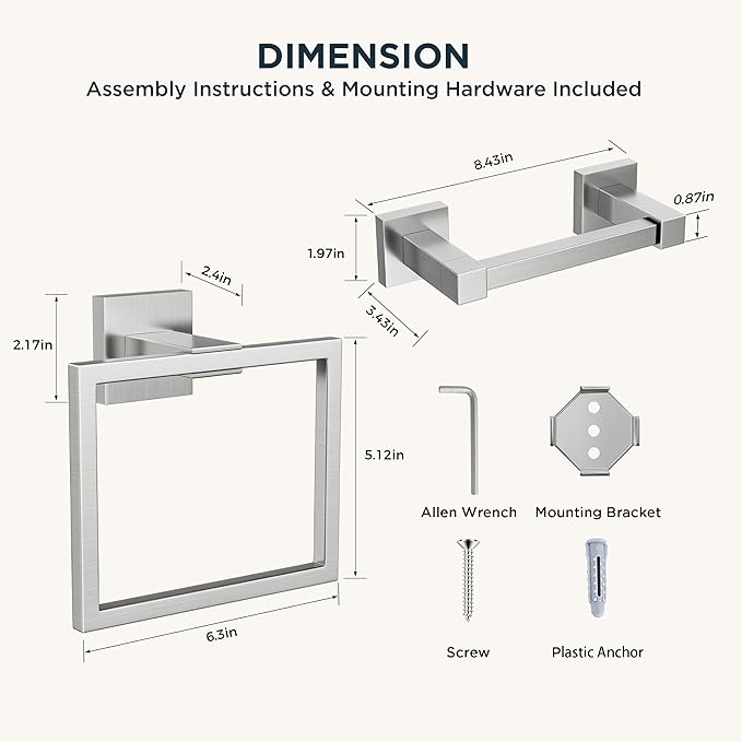 FORIOUS Toilet Paper Holder Set Wall Mount, SUS 304 Stainless Steel Pivoting - Image 7