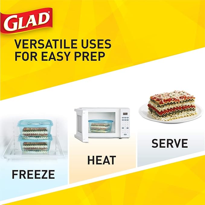 Glad Gladware Freezerware Food Storage Containers, Large Rectangle Holds 64 - Image 8