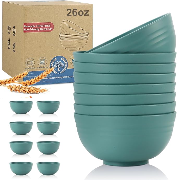Wrova Wheat Straw Bowl Sets, Microwave and Dishwasher Safe Bowls, Kids Bowl by WROVA
