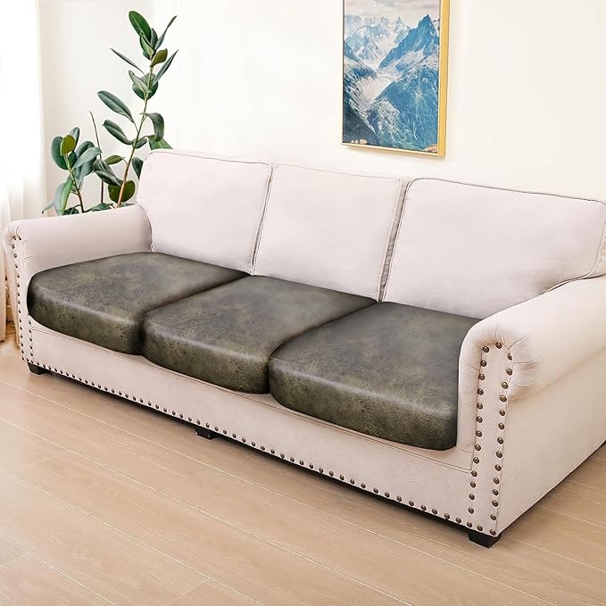 Leather Look Couch Cushion Covers Sofa Seat Slipcovers Sets Couches Furniture - Image 7