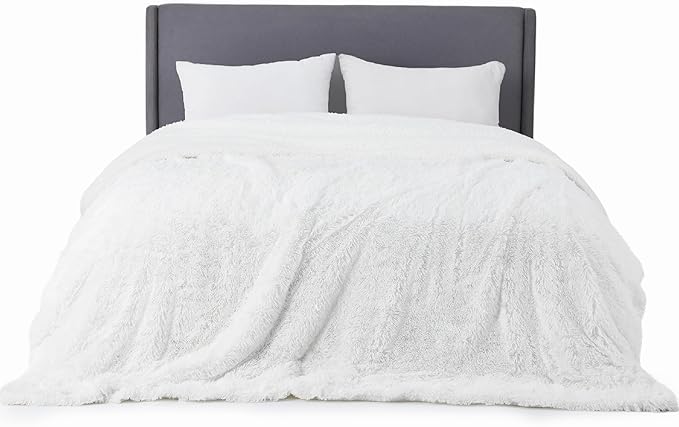 Bedsure GentleSoft Fluffy White Blankets Queen Size - Image 9