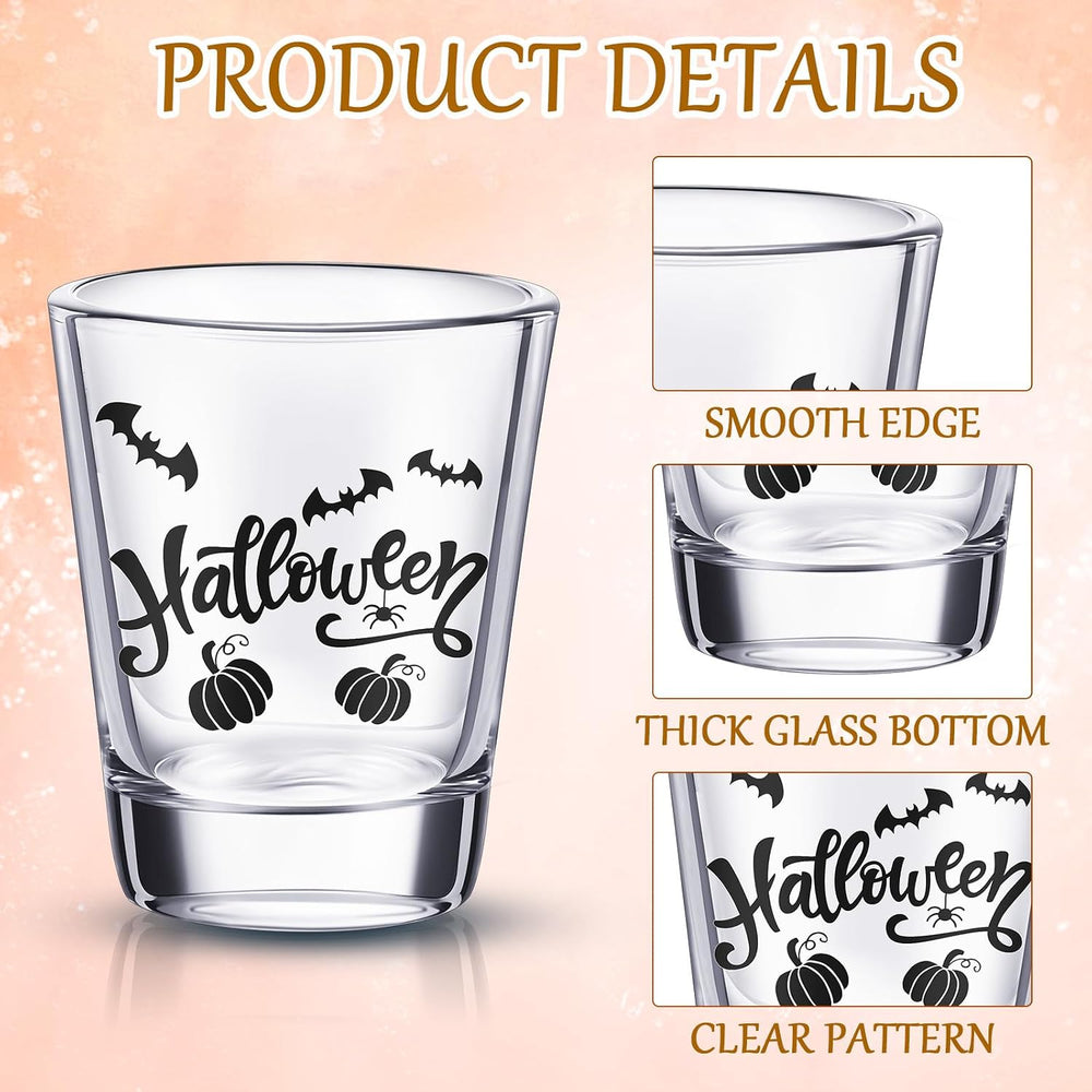 Uiifan 24 Pcs Halloween Shot Glasses for Drinking Glassware Bulk 2 Oz/60 ml
