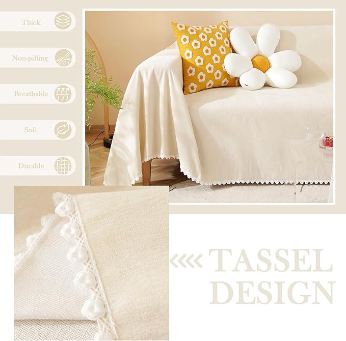 HANDONTIME Beige Sofa Covers Couch Covers - Image 2