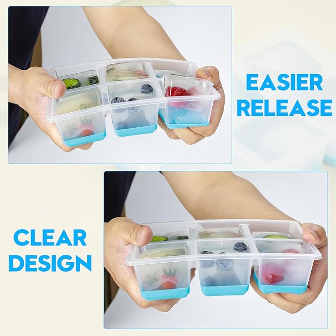 Ice Cube Trays 2 Pack, JRISBO Large Silicone Ice Cube Molds - Image 2