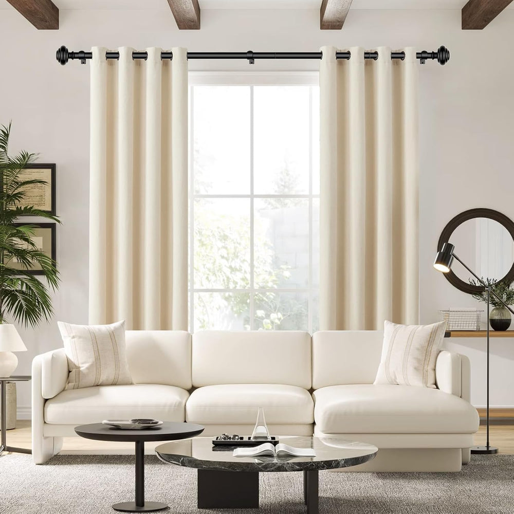 KAMANINA Black Curtain Rods for Windows 72-144 Inches Heavy Duty