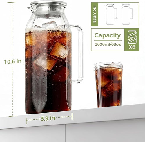 2 Pack 2 Liters 68 oz Square Glass Pitcher - Image 2
