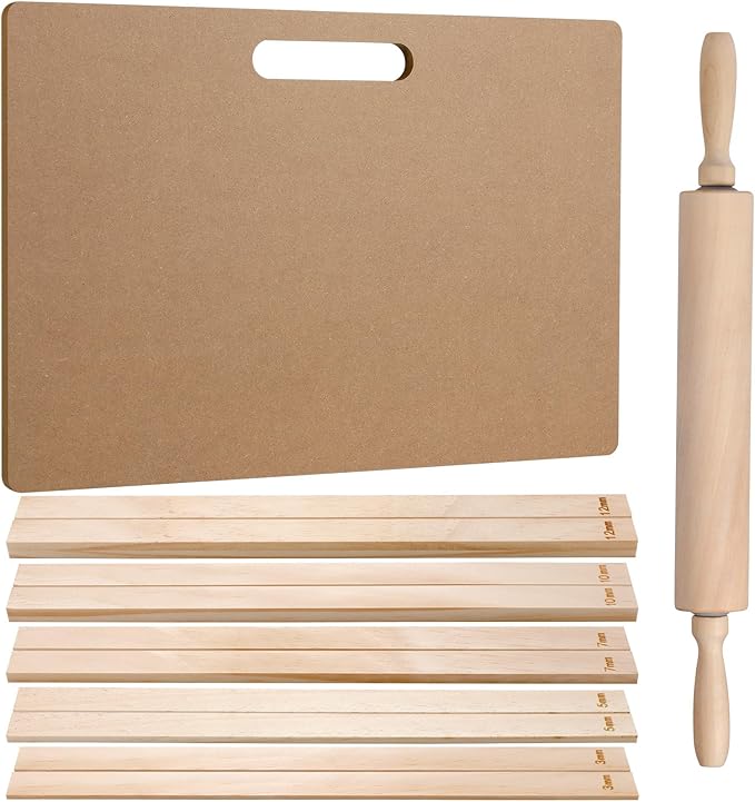 Newtay 12 Pcs Pottery Tools Include 1 Wood Rolling Pin Sculpting Polymer Clay by Newtay