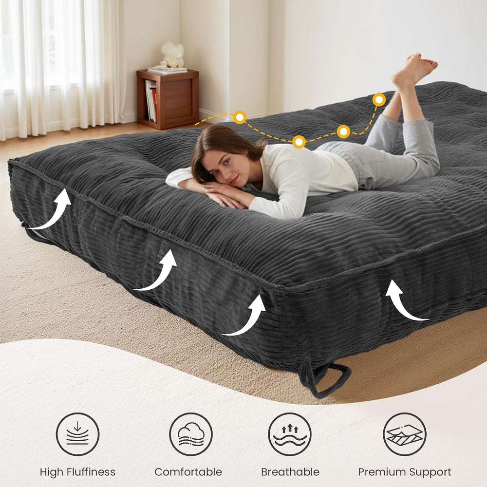 8 Inch Futon Mattress Queen Size, Futon Floor Sofa Bed Foldable with Soft Cor...