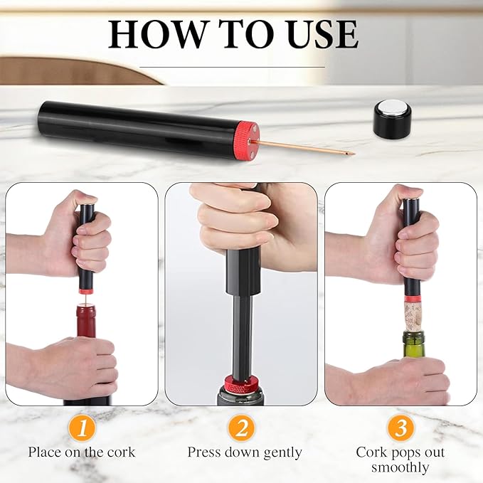 2pcs Arropop Wine Opener, Travel Portable Pocket Air Pressure Pump Bottle Open - Image 6