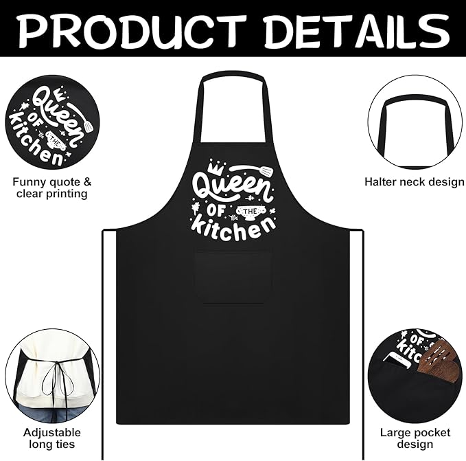 Jeyiour 3 Pack Funny Cooking Aprons Women Oil-proof Kitchen Aprons - Image 6