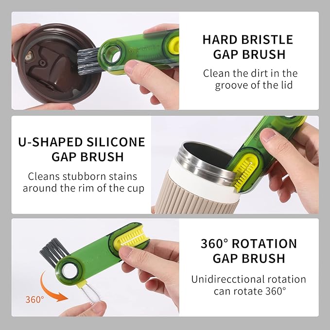 3 in 1 Cup Lid Gap Cleaning Brush Set, Mutipurpose Tiny Silicone Cup Holder - Image 4