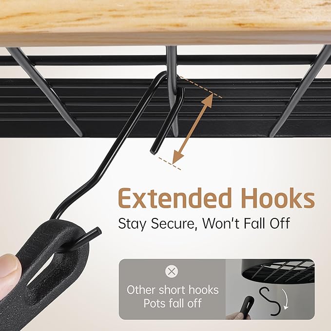 KES 132lb Heavy Duty Hanging Pot Rack Wall Mounted, 34 Inch Solid Wood Pot Rack - Image 7