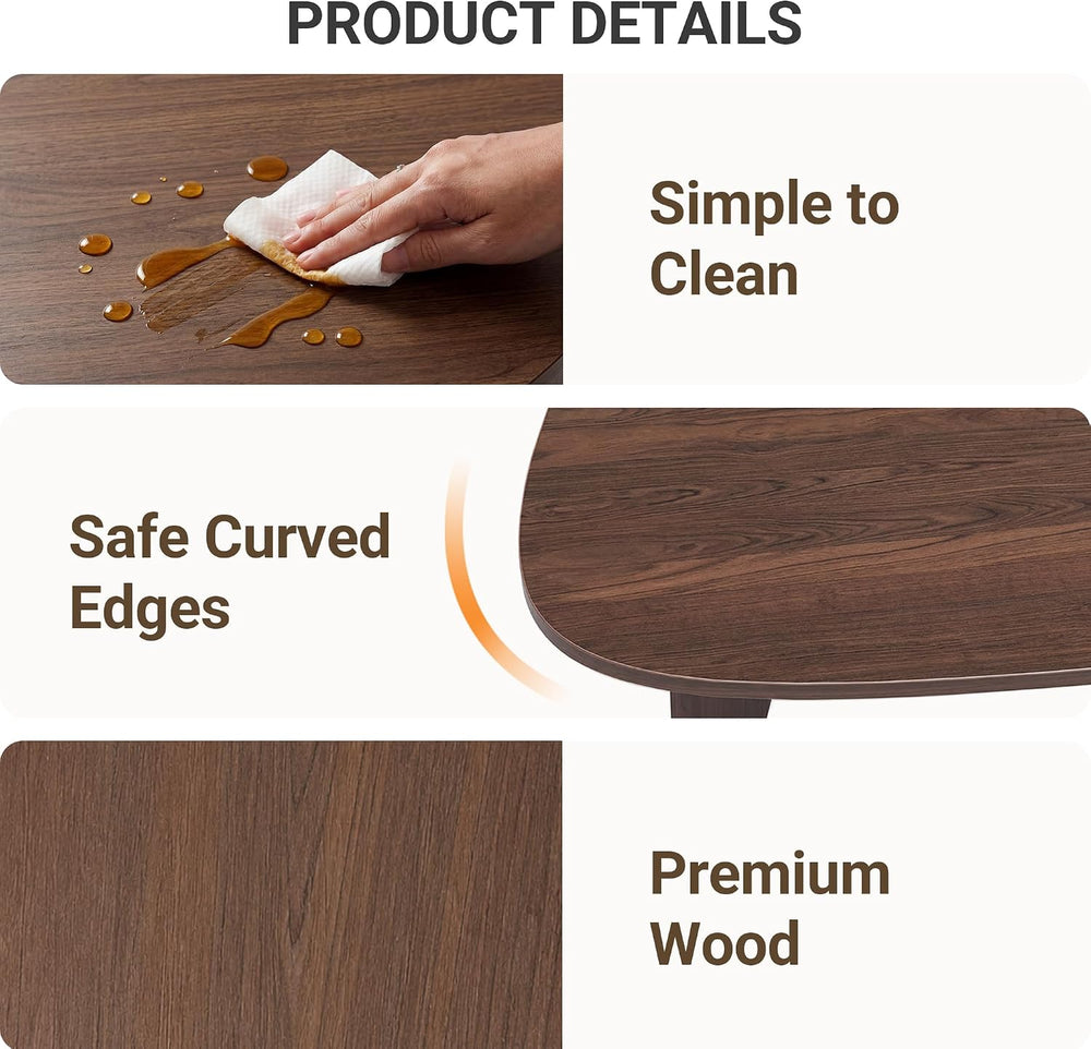 Seang Walnut Coffee Table, Mid Century Modern Center Table for Living Room