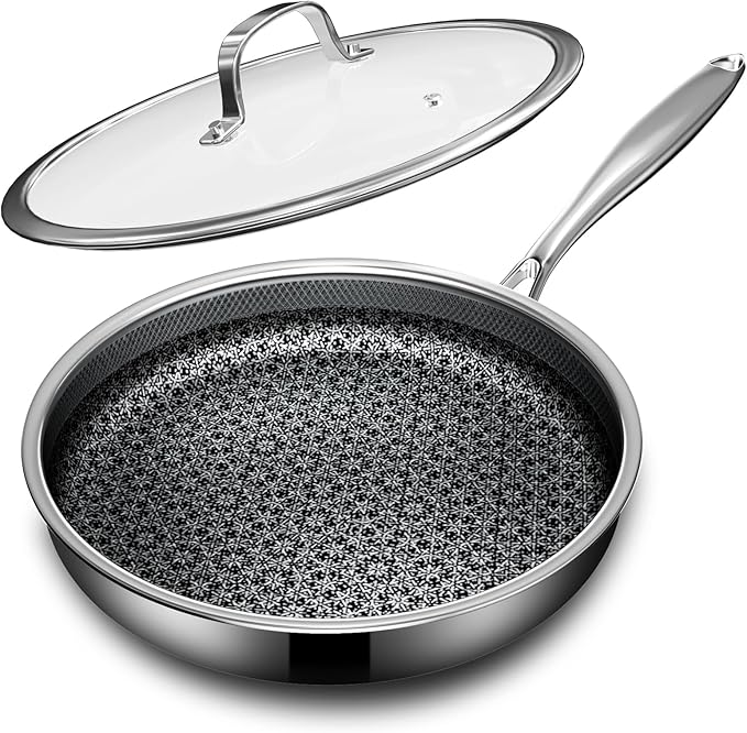 Non Stick Frying Pans with lid, 8 inch Hybrid Frying Pans Nonstick, non stick by KURRUNGIE