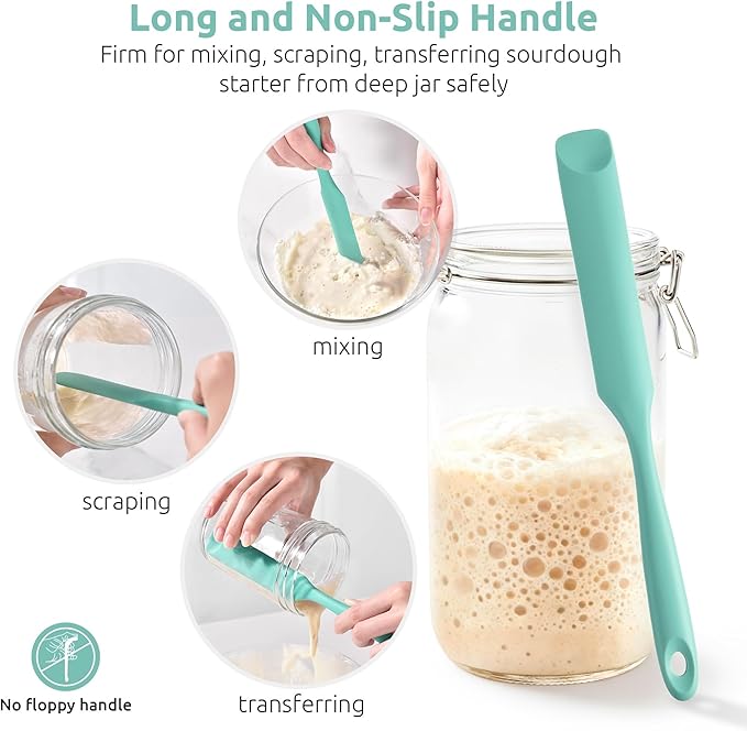 U-Taste Silicone Jar Spatula for Sourdough Starter: Long Skinny Food-Grade Jam - Image 3
