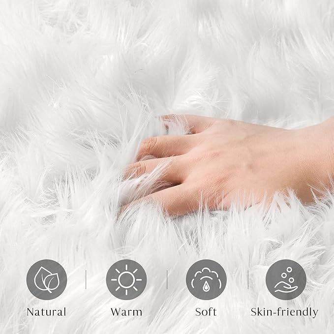 Ashler Home Deco Faux Fur Area Rug, 2 x 2.9 ft, Machine Washable - Image 2