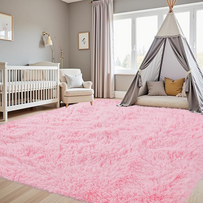 6x9 Area Rugs for Living Room Rug: Soft Fluffy Shag Light Pink Rugs for Bedroom - Image 9